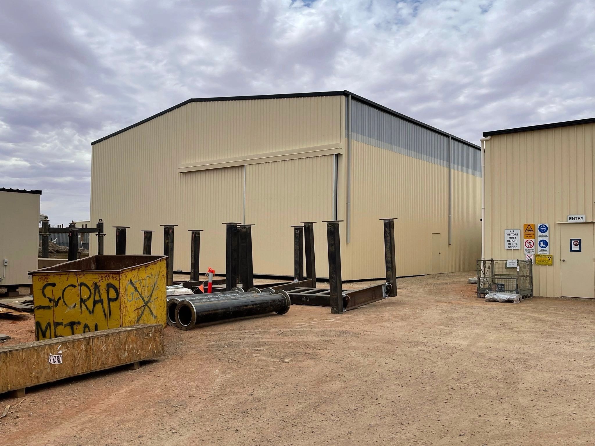 Industrial metal building with corrugated steel